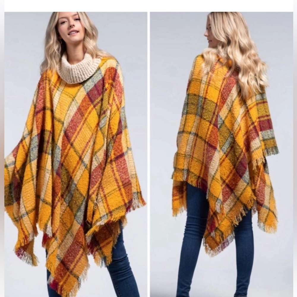 GORGEOUS RUGGINE TURTLENECK PONCHO - Picture 3 of 5